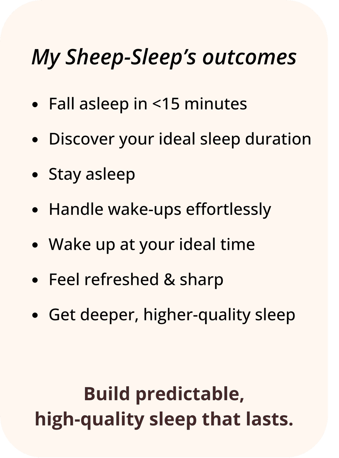 My Sheep-Sleep's outcomes